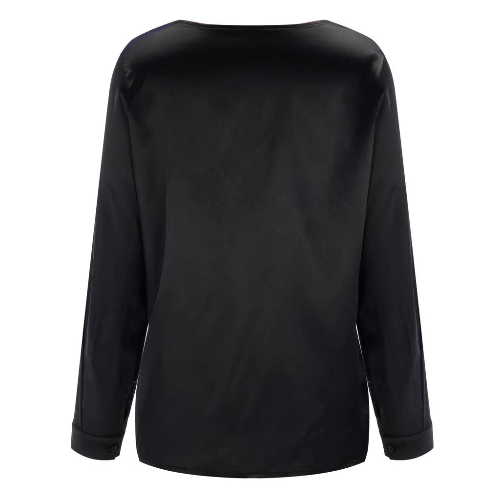 Satin Shirt with Deep V-Neck - Autumn Edition