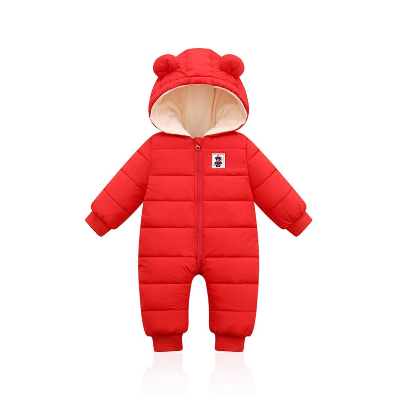 Grenouillère d'hiver pour bébé, chaude et confortable, avec oreilles