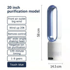 Ventilateur 3-en-1 Bladeless Tower - Sûr, Silencieux & Stylé avec 8 vitesses de vent & télécommande