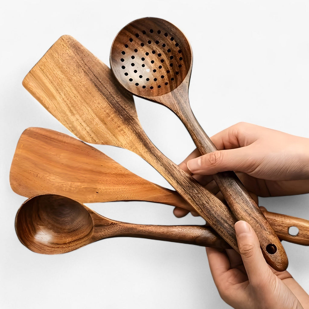 Set d'ustensiles de cuisine EcoWood en bois avec 11 pièces