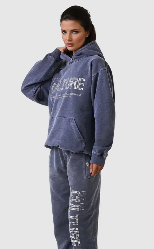 Blue Hoodie with "For the Culture" Print