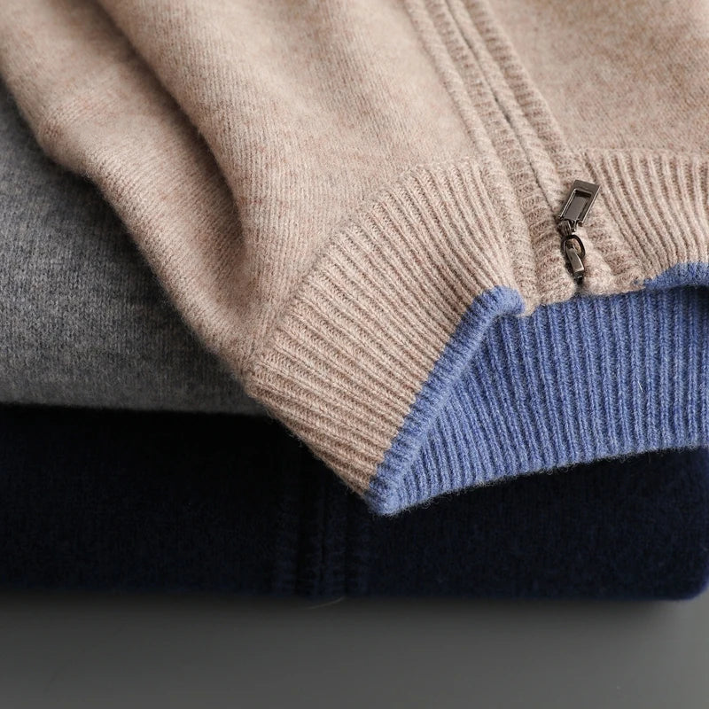Men's Cashmere Zipper Jacket Warm and Stylish - Perfect for Autumn