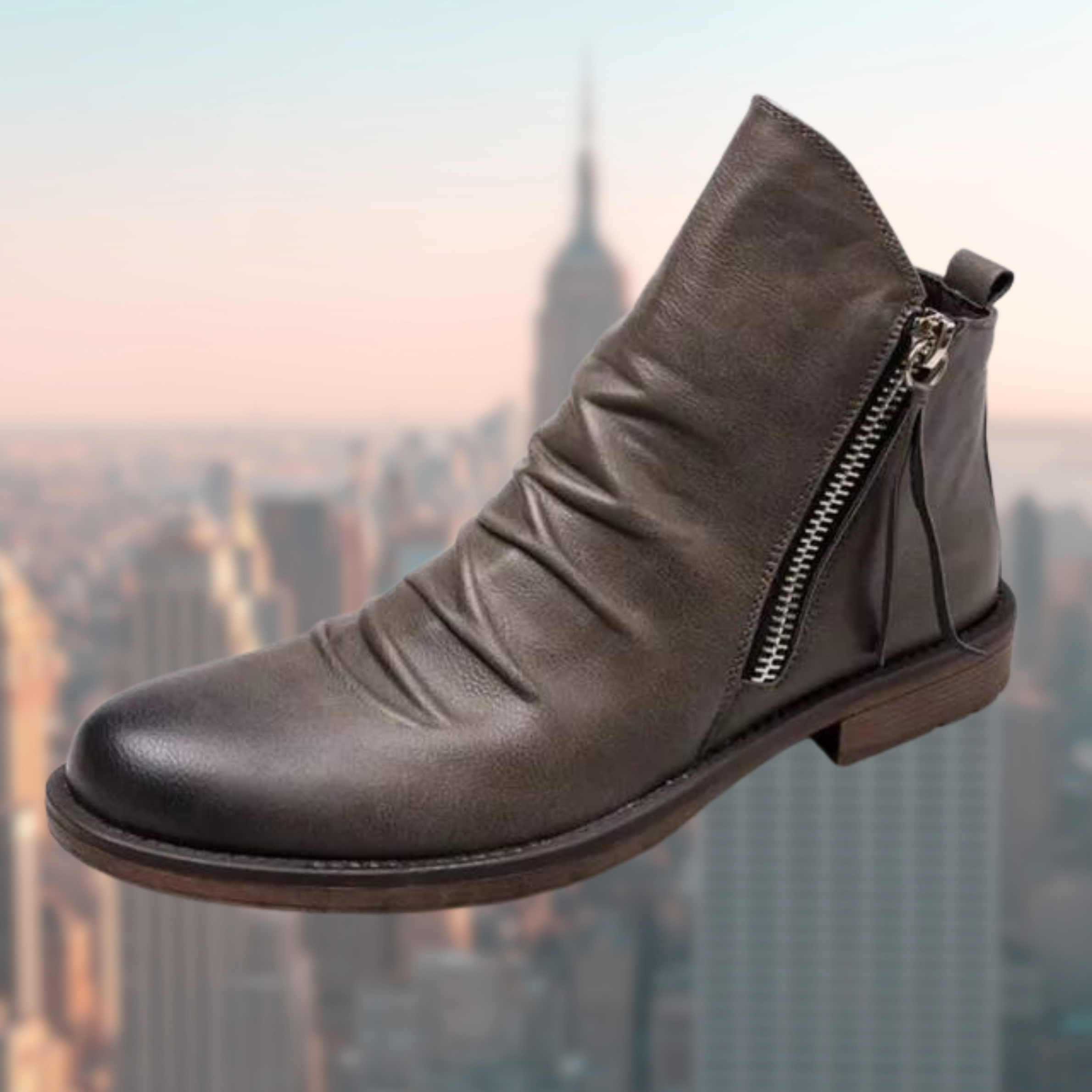 Leather boots with non-slip sole and elegant design