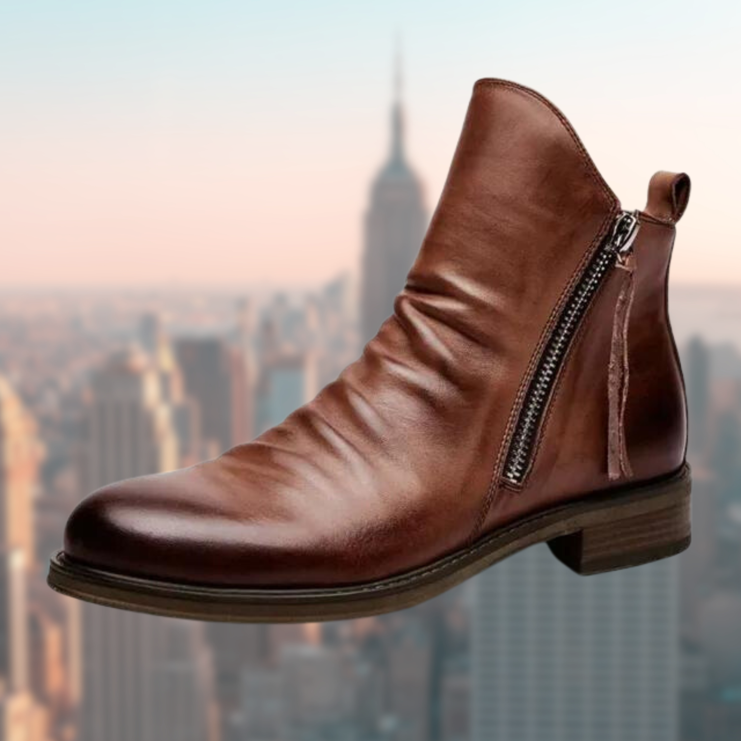 Leather boots with non-slip sole and elegant design