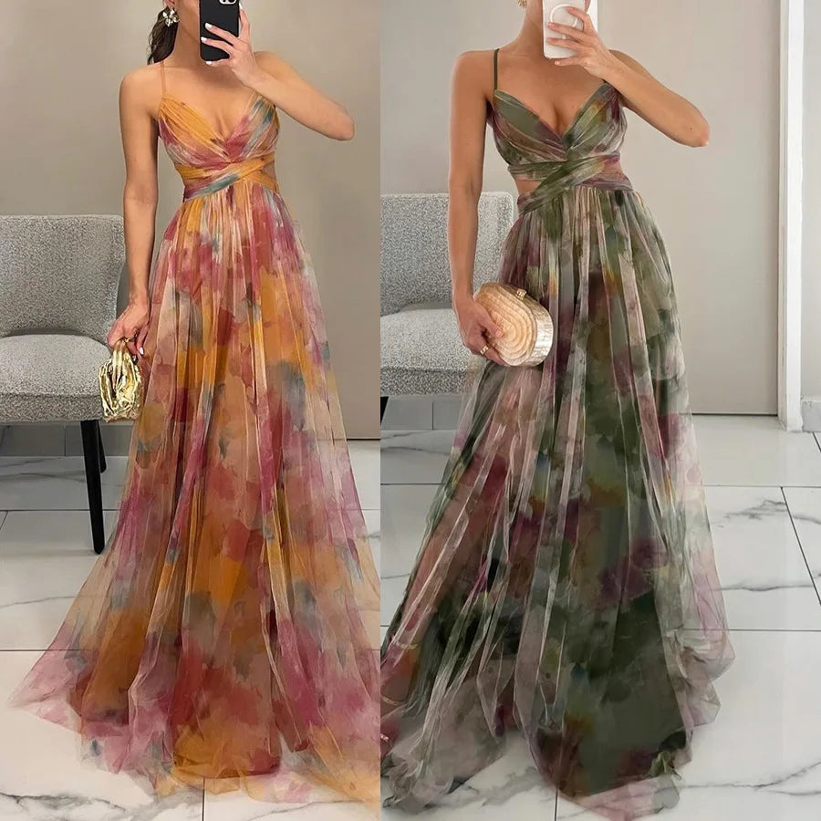 Maxi robe en velours avec tulle délicat | Élégance automnale & légèreté | Coupe fluide