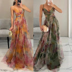 Maxi robe en velours avec tulle délicat | Élégance automnale & légèreté | Coupe fluide