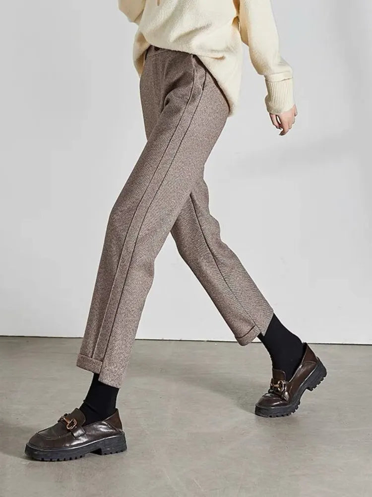 Tweed - High-waisted wool pencil trousers