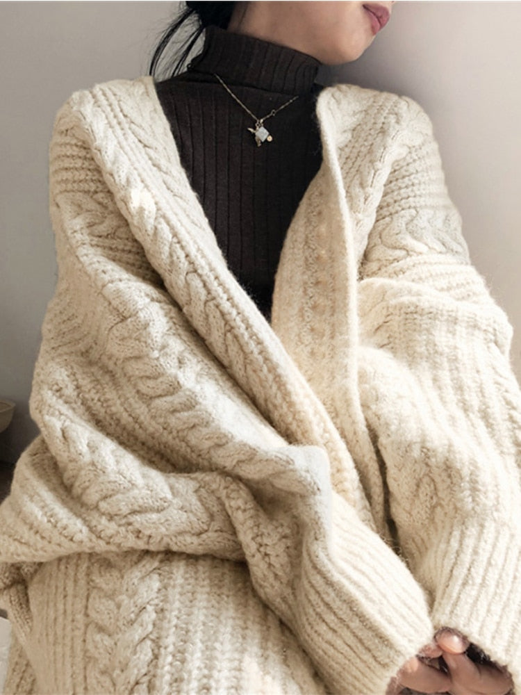 Comfortable Long Wool Women's Cardigan