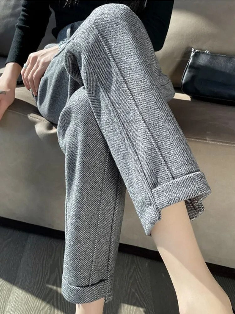 Tweed - High-waisted wool pencil trousers