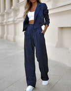 Elegant Striped Suit for Women - Chic and Comfortable