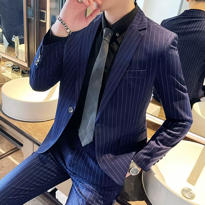 Ensemble de costume deux pièces slim de haute qualité pour l'automne, pantalon et veste combinés