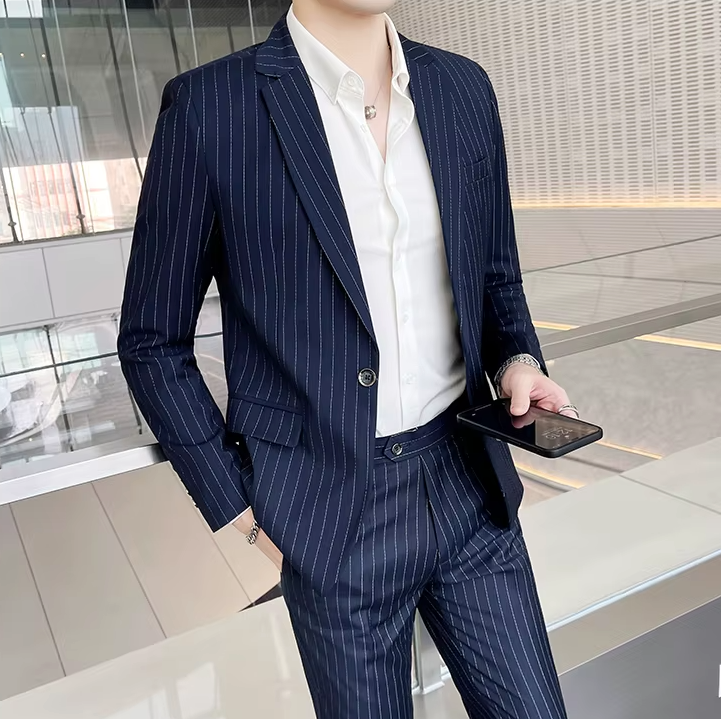 Ensemble de costume deux pièces slim de haute qualité pour l'automne, pantalon et veste combinés