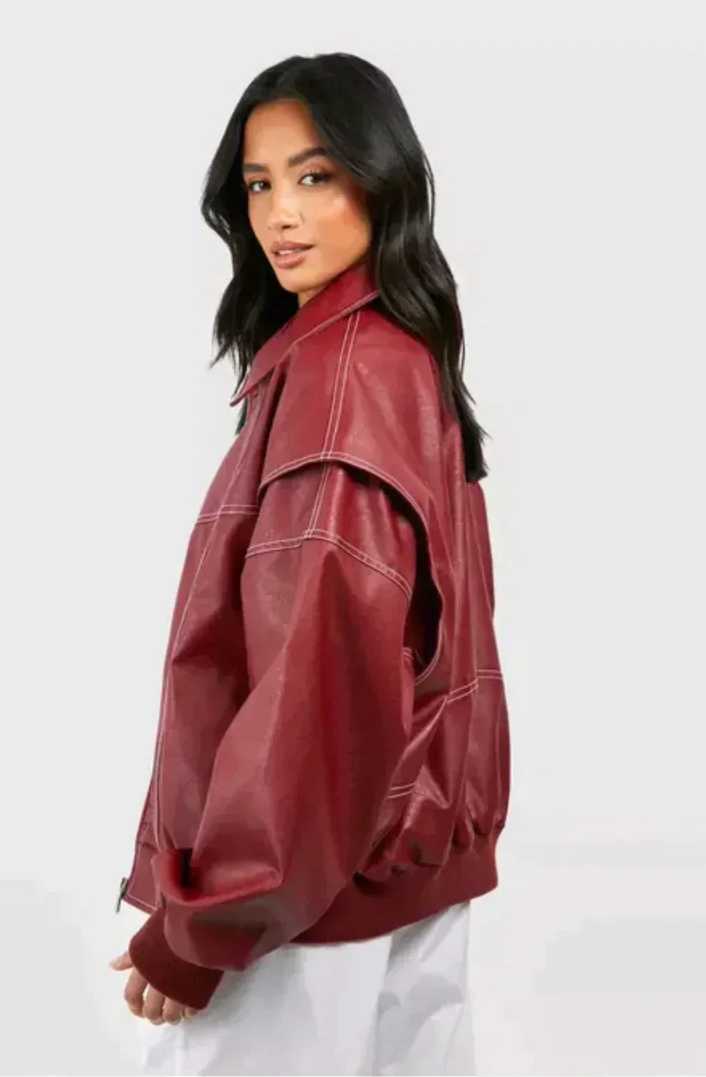 FrenchFaye - Autumn Oversized Leather Jacket