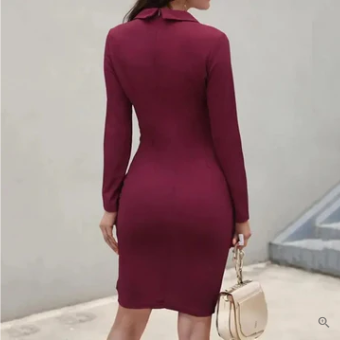FrenchEmily - robe de cocktail élégante avec boutons pour l'automne