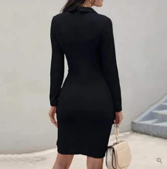 FrenchEmily - robe de cocktail élégante avec boutons pour l'automne