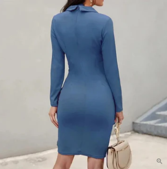 FrenchEmily - robe de cocktail élégante avec boutons pour l'automne