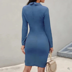 FrenchEmily - robe de cocktail élégante avec boutons pour l'automne