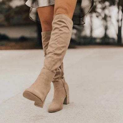 Bottes Hautes en Daim Ultra-Confortables - Élégance Automnale Assurée
