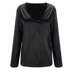 Satin Shirt with Deep V-Neck - Autumn Edition