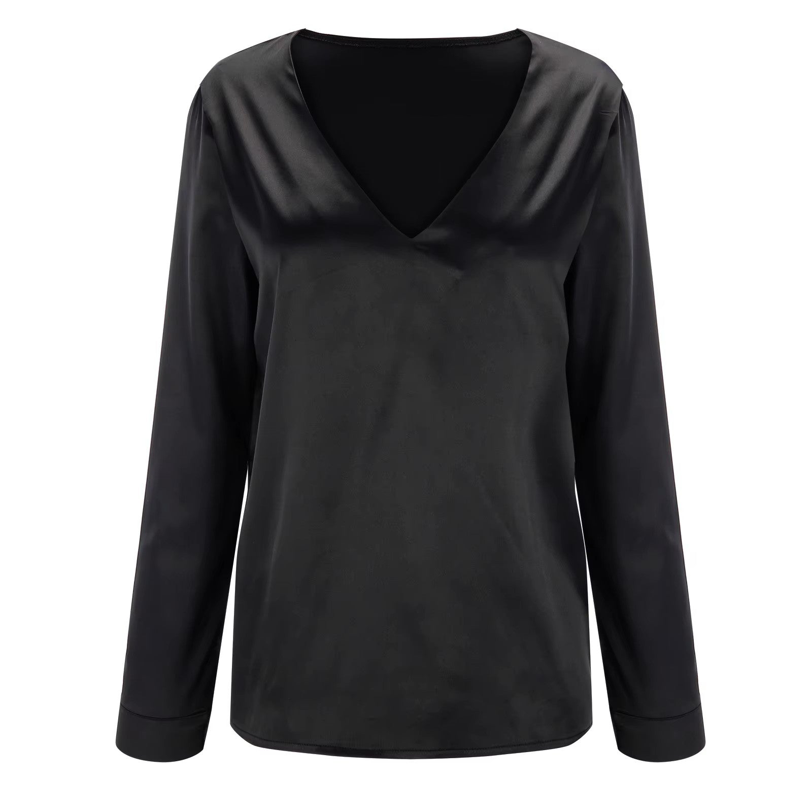 Satin Shirt with Deep V-Neck - Autumn Edition