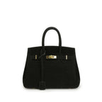 Sac à bandoulière Kelly en daim avec quincaillerie dorée