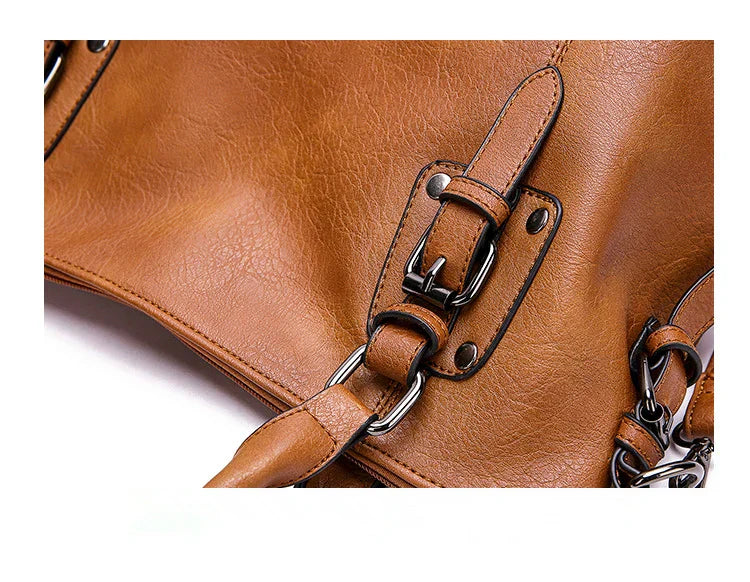 ERATO - Sac à main vintage en cuir souple de grande capacité avec bandoulière