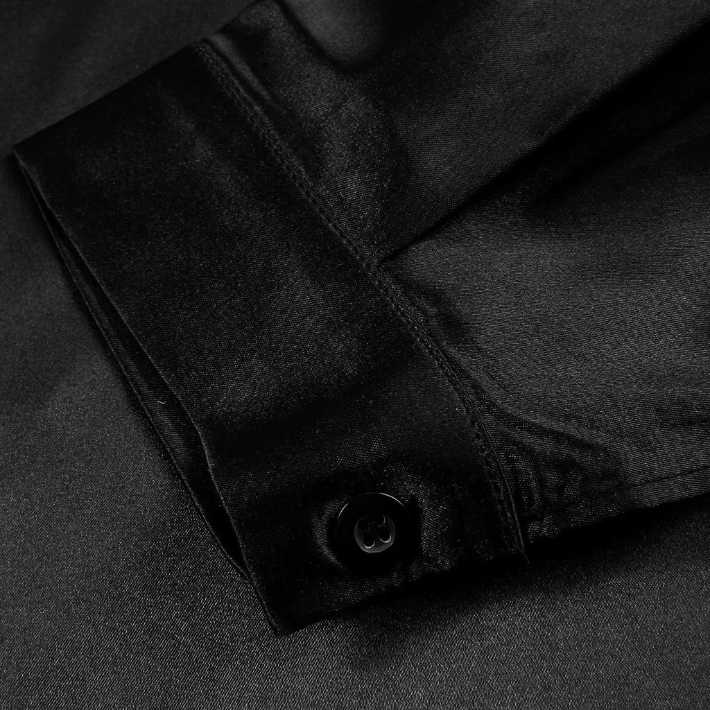Satin Shirt with Deep V-Neck - Autumn Edition
