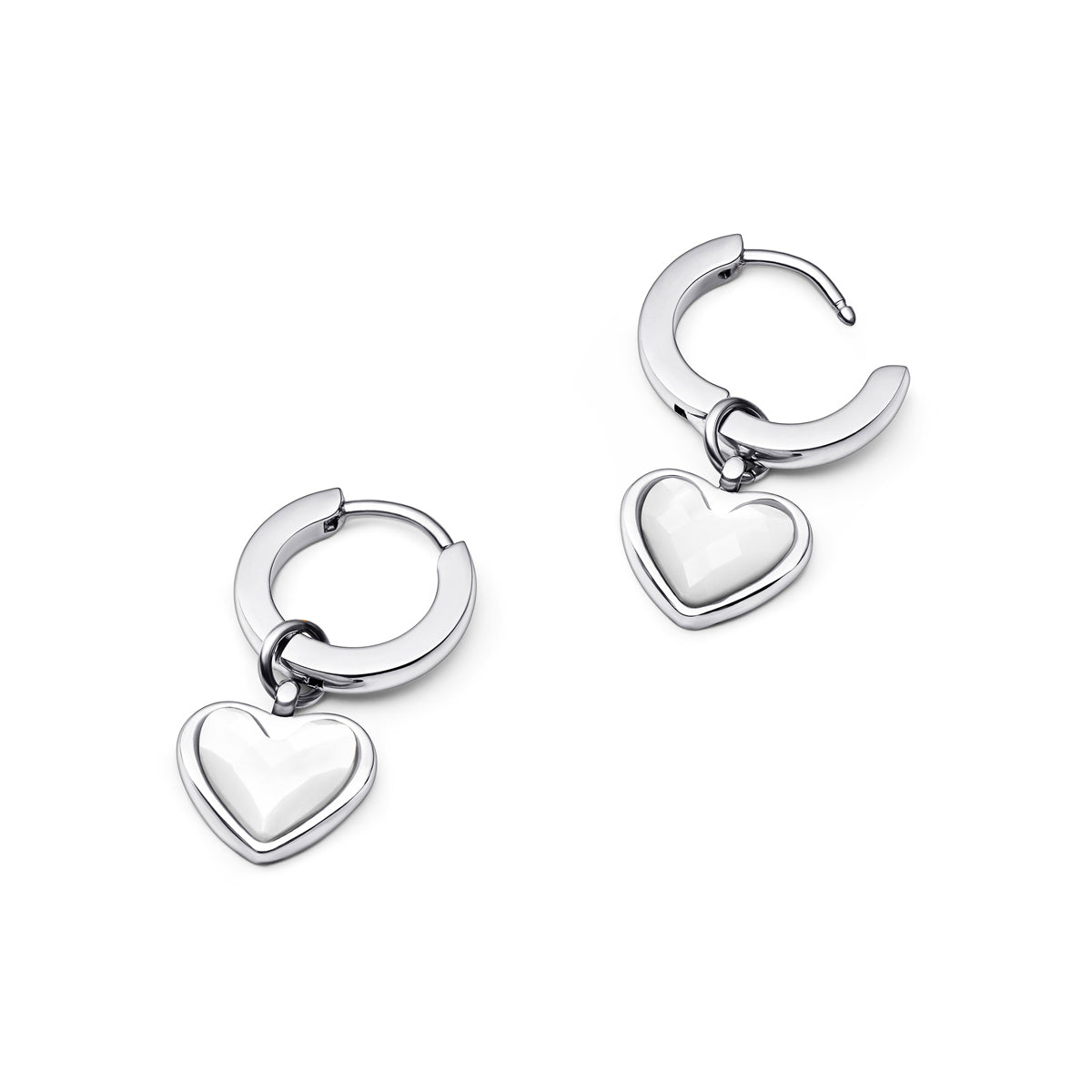 White Quartz Huggie Hoop Earrings