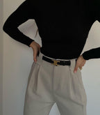 Ceinture en Cuir Noir avec Boucle Dorée | Élégance et Polyvalence pour Toutes les Occasions
