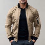 Men's slim-fit zippered bomber jacket with pockets