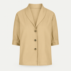 Beige Woman's linen top for autumn