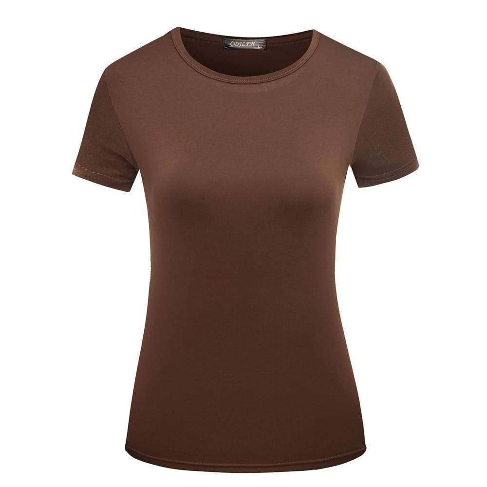 U-shirt décontracté de couleur unie à col rond