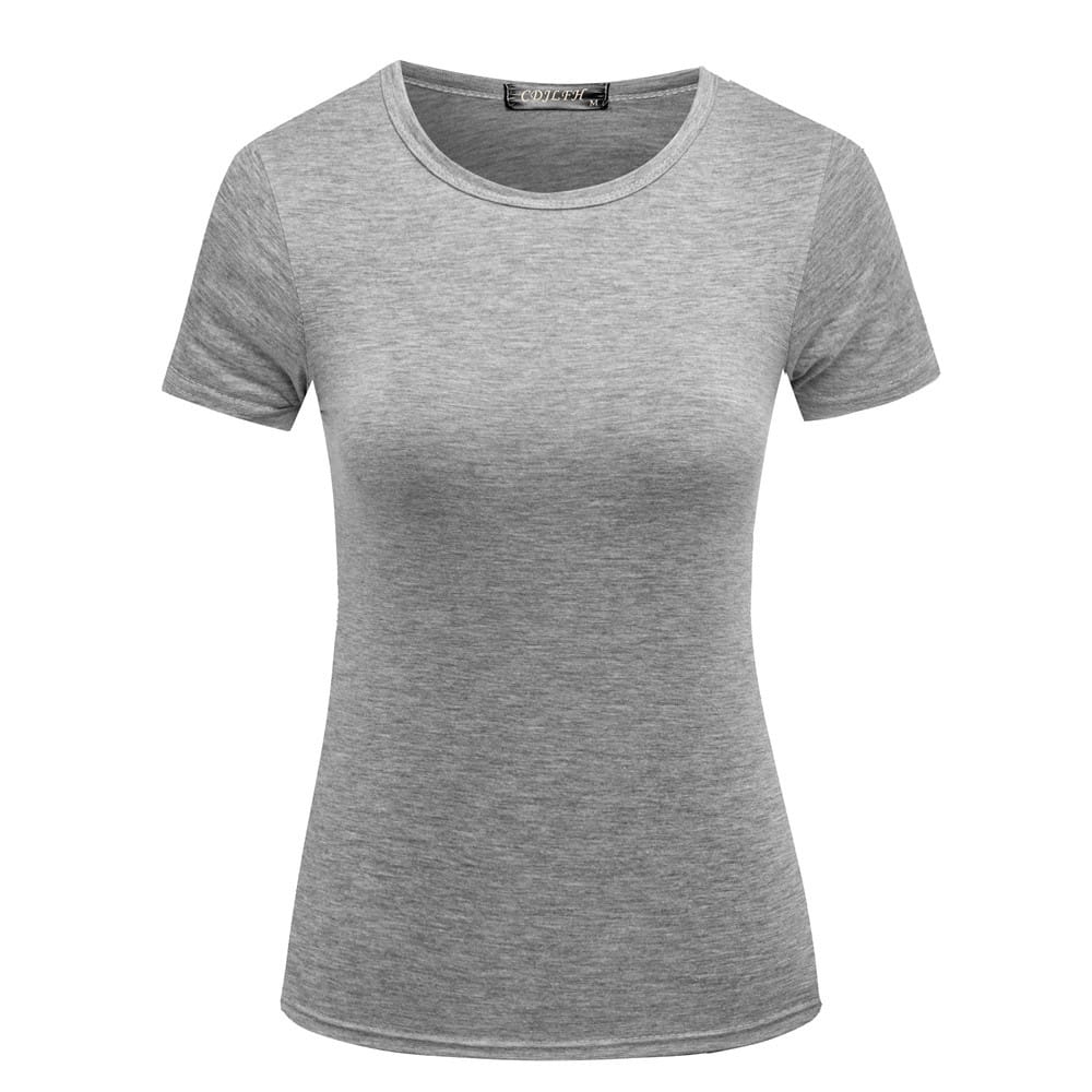 U-shirt décontracté de couleur unie à col rond