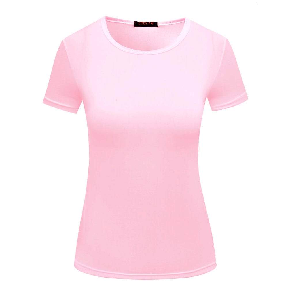 U-shirt décontracté de couleur unie à col rond