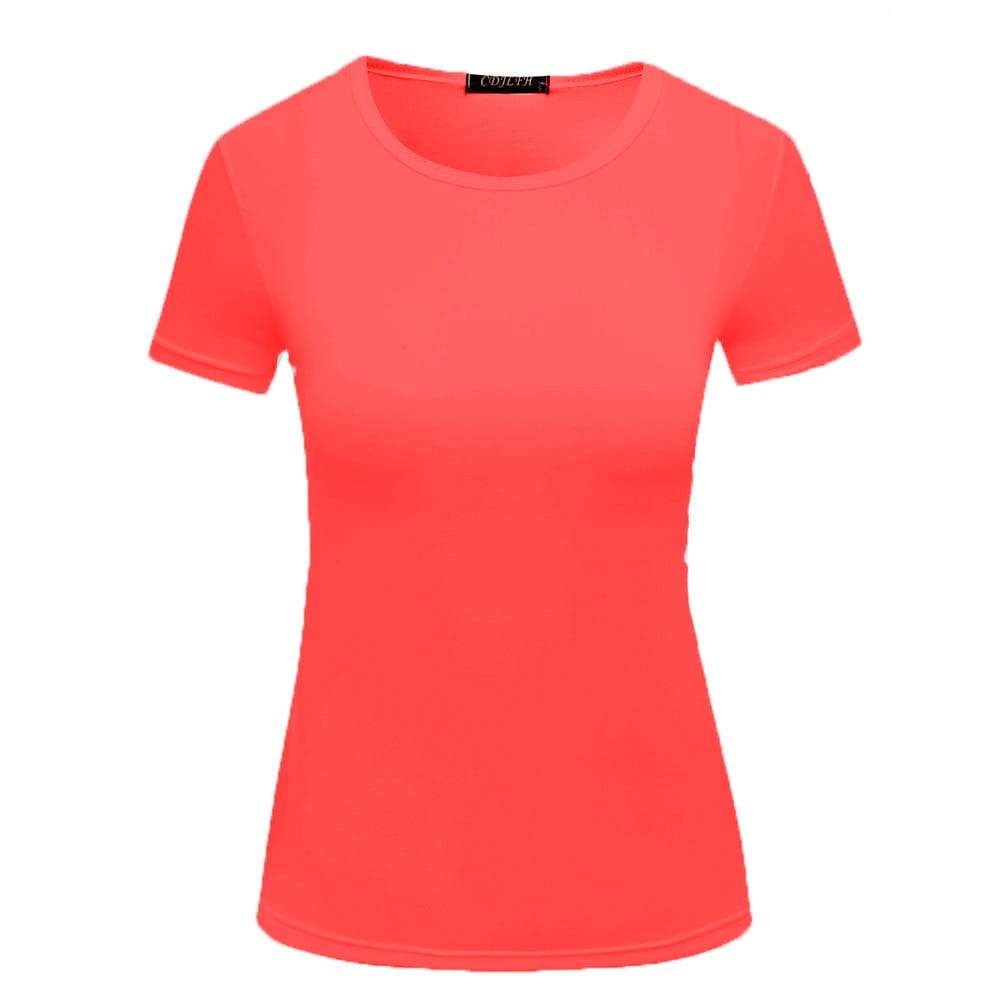 U-shirt décontracté de couleur unie à col rond
