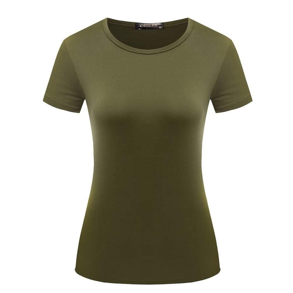 U-shirt décontracté de couleur unie à col rond