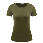 U-shirt décontracté de couleur unie à col rond