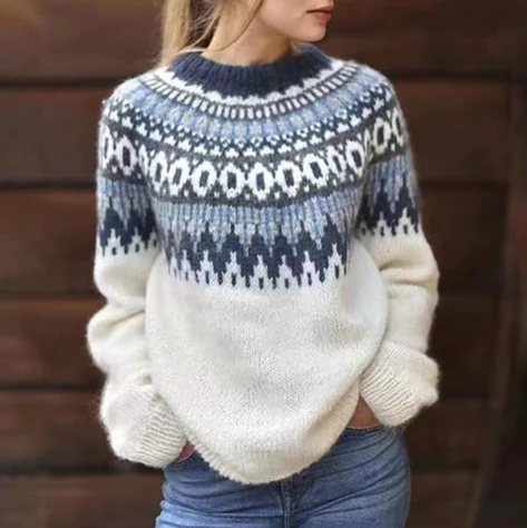 Pull nordique en tricot pour femme