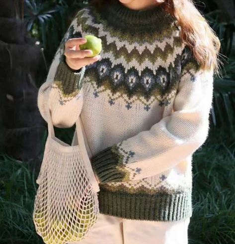 Pull nordique en tricot pour femme