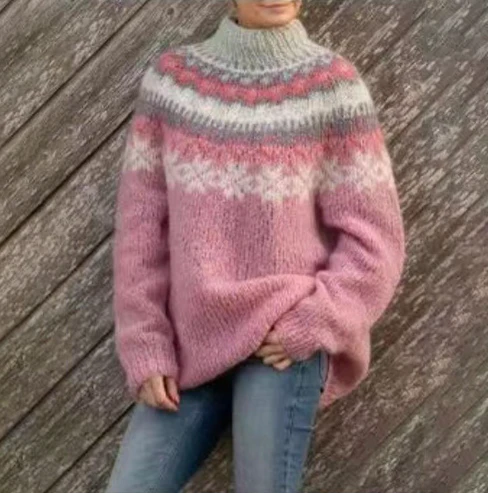 Pull nordique en tricot pour femme