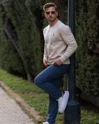 Men's Knitted Cotton Jumper - Autumn Edition