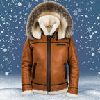 EnglishMeti - Sheepskin winter jacket with fur hood