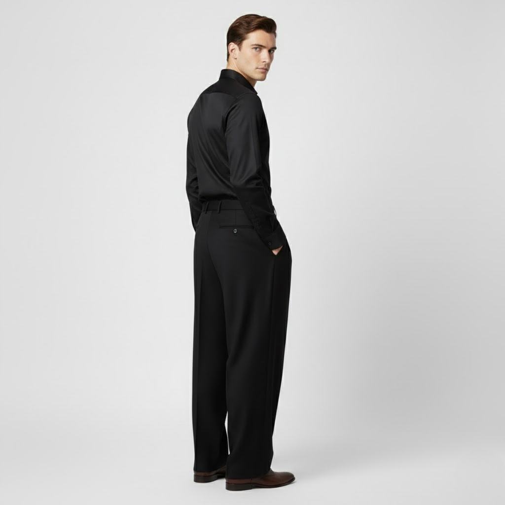 Pantalon Plissé à Jambe Large pour Homme – Style Casual Moderne
