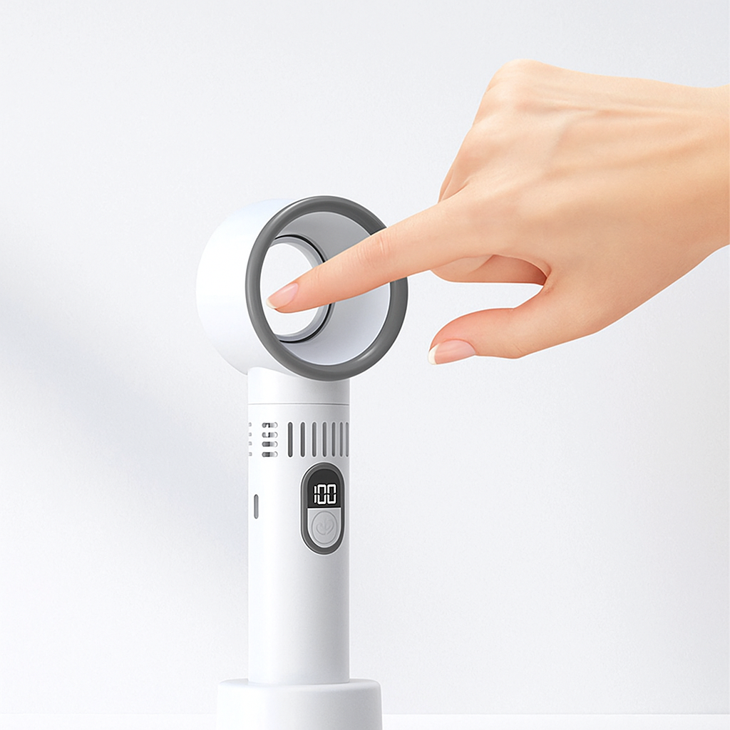 Ventilateur manuel sans fil - Bladeless Ventilateur USB, Portable & Super Silencieux