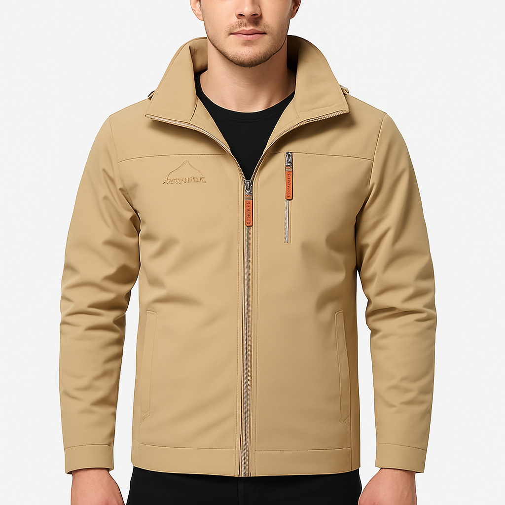 Veste d'extérieur automnale pour hommes avec couche déperlante et fermeture à glissière sportive