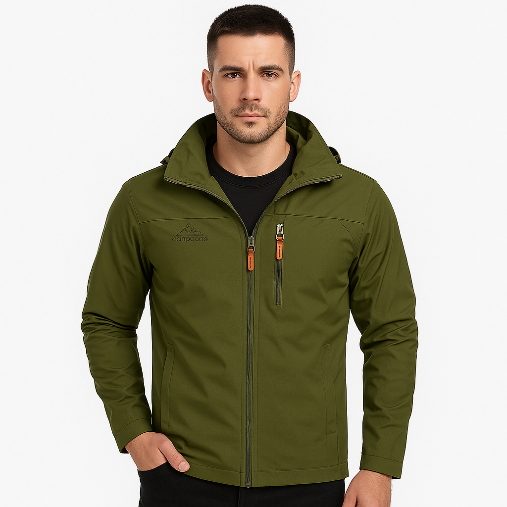 Veste d'extérieur automnale pour hommes avec couche déperlante et fermeture à glissière sportive