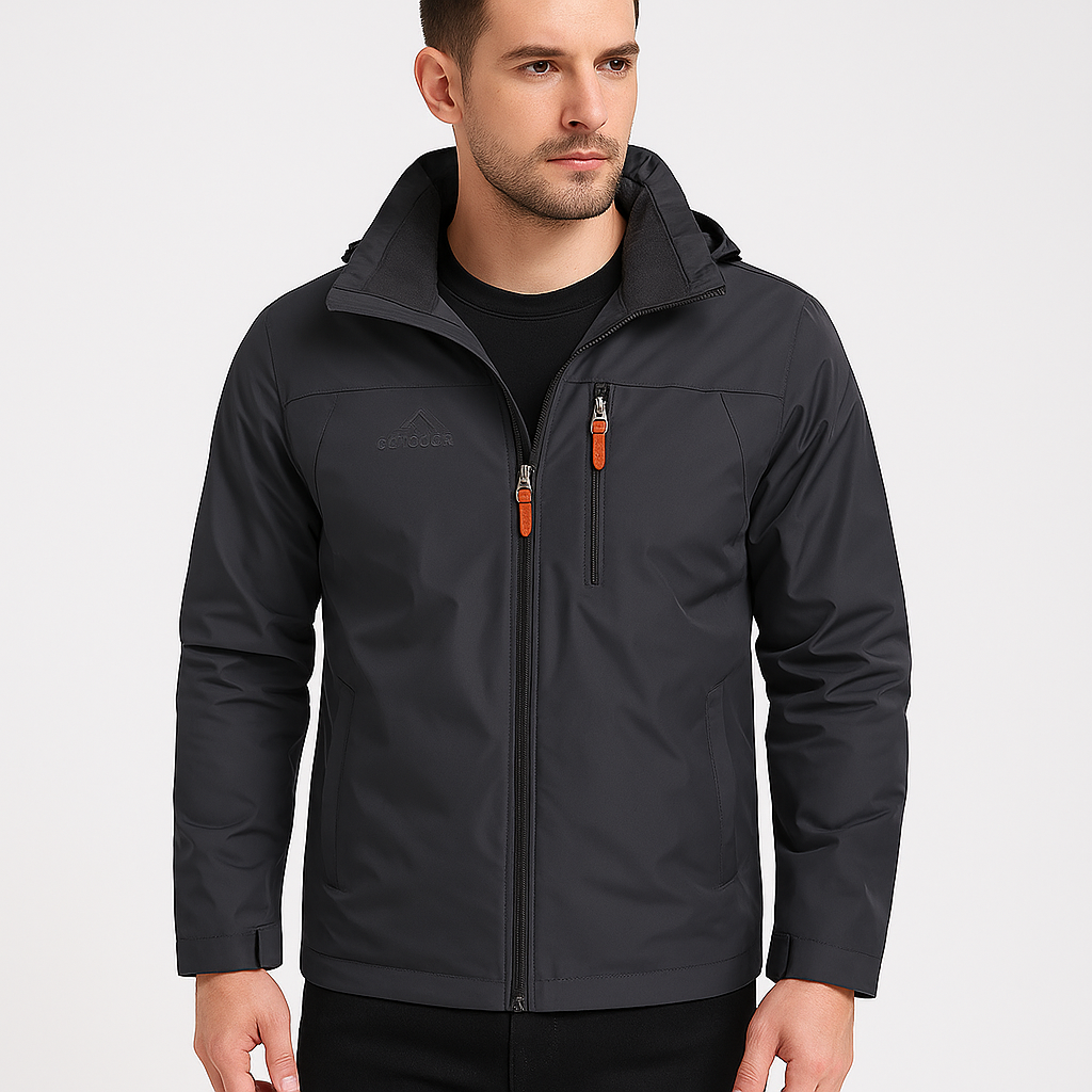 Veste d'extérieur automnale pour hommes avec couche déperlante et fermeture à glissière sportive