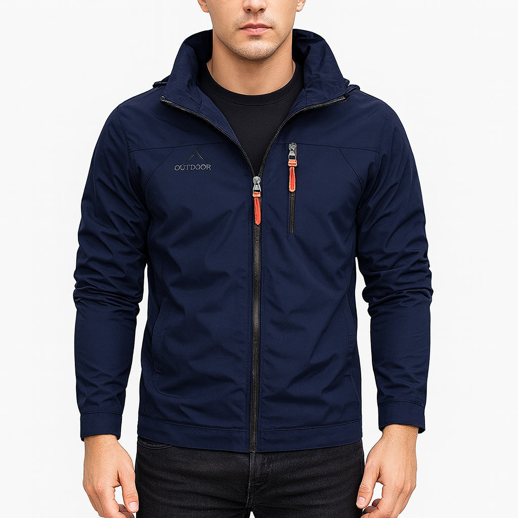 Veste d'extérieur automnale pour hommes avec couche déperlante et fermeture à glissière sportive