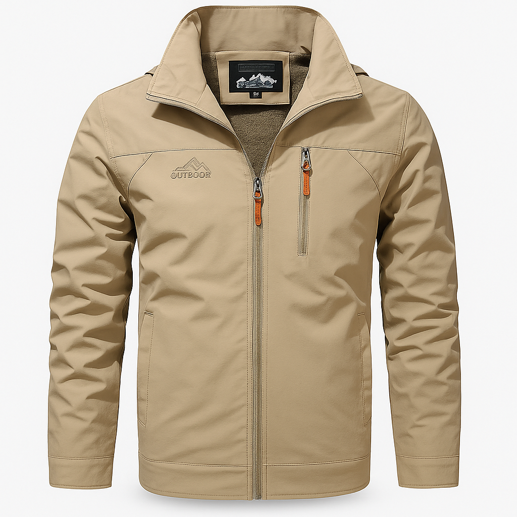 Veste d'extérieur automnale pour hommes avec couche déperlante et fermeture à glissière sportive