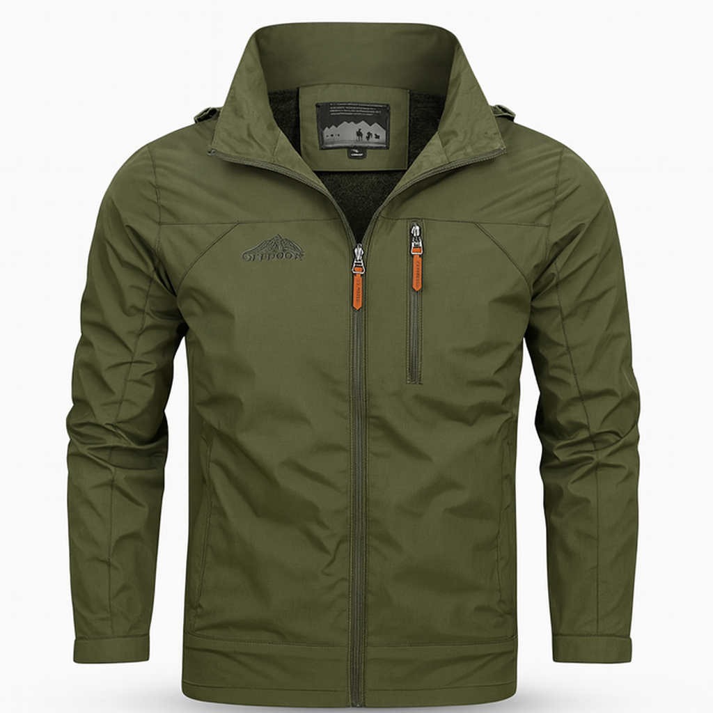 Veste d'extérieur automnale pour hommes avec couche déperlante et fermeture à glissière sportive